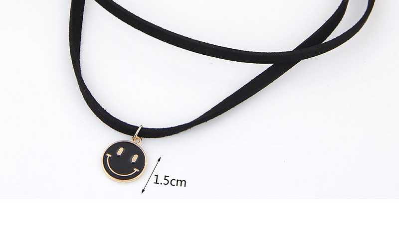 Trendy White Smiling Face Pendant Decorated Double Layer Necklace,Chokers