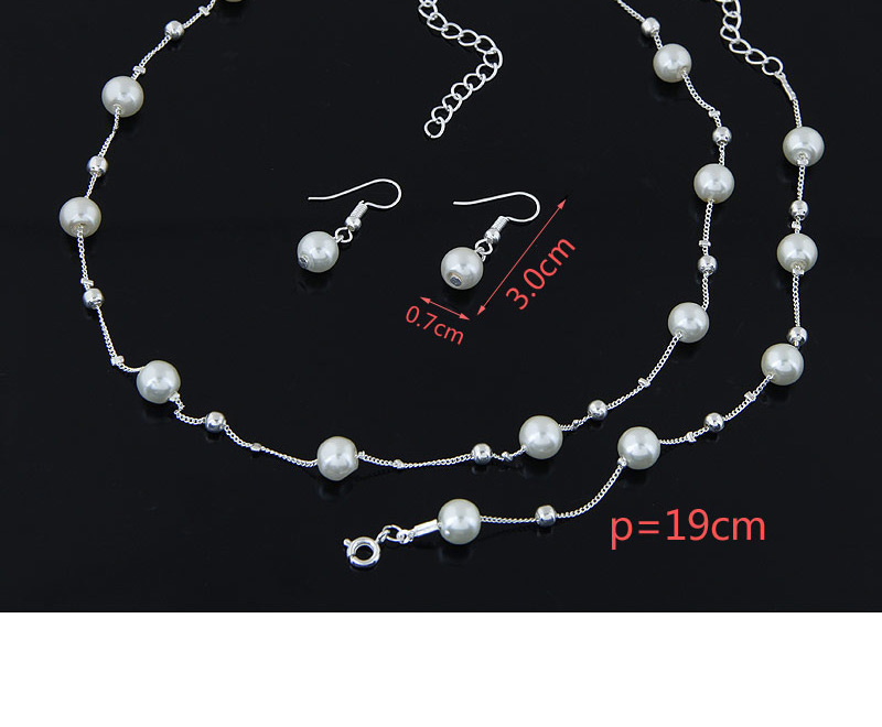 Sweet Silver Color Pearl&bead Decorated Short Chain Simple Jewelry Sets,Jewelry Sets