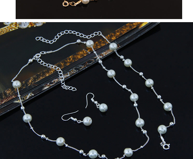 Sweet Silver Color Pearl&bead Decorated Short Chain Simple Jewelry Sets,Jewelry Sets