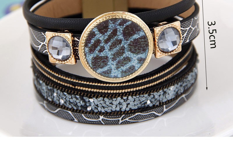 Trendy Black Round Shape Gemstone Decorated Multi-layer Magnetic Snap Bracelet,Fashion Bracelets