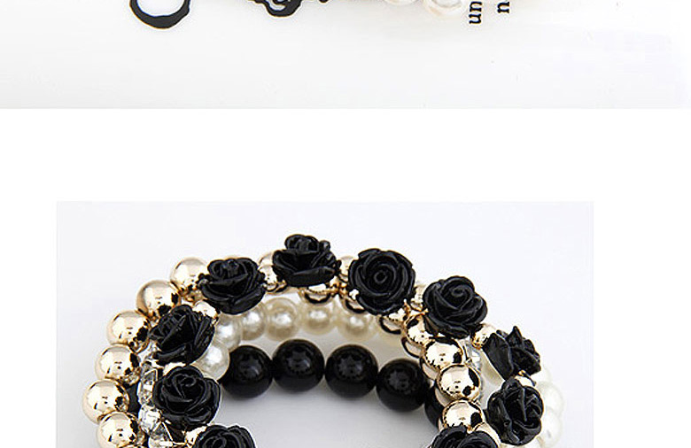Trendy Orange Gemstone&flower&pearl Decorated Multi-layer Simple Bracelet,Fashion Bracelets