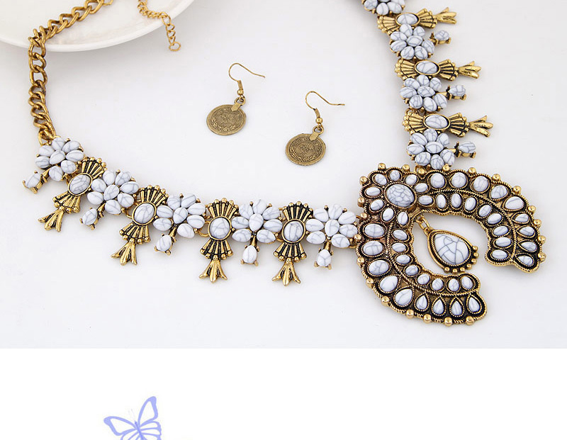 Personality Blue Flower Shape Decorated Short Chain Jewelry Sets,Jewelry Sets