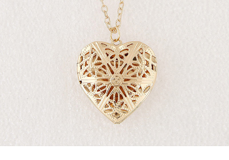 Elegant Gold Color Hollow Out Heart Shape Pendant Decorated Simple Necklace,Pendants