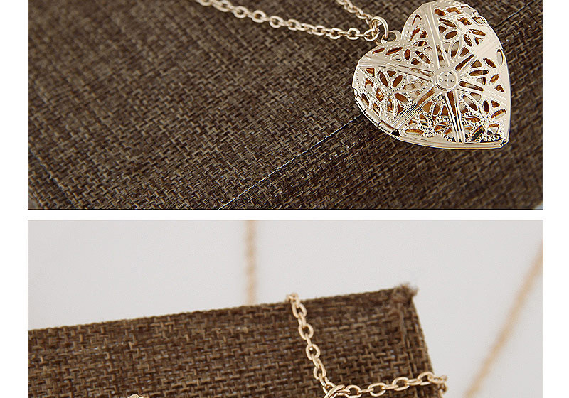 Elegant Gold Color Hollow Out Heart Shape Pendant Decorated Simple Necklace,Pendants