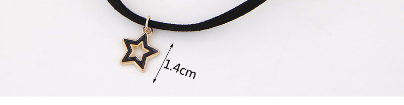 Elegant Black Star Shape Pendant Decorated Double Layer Necklace,Chokers