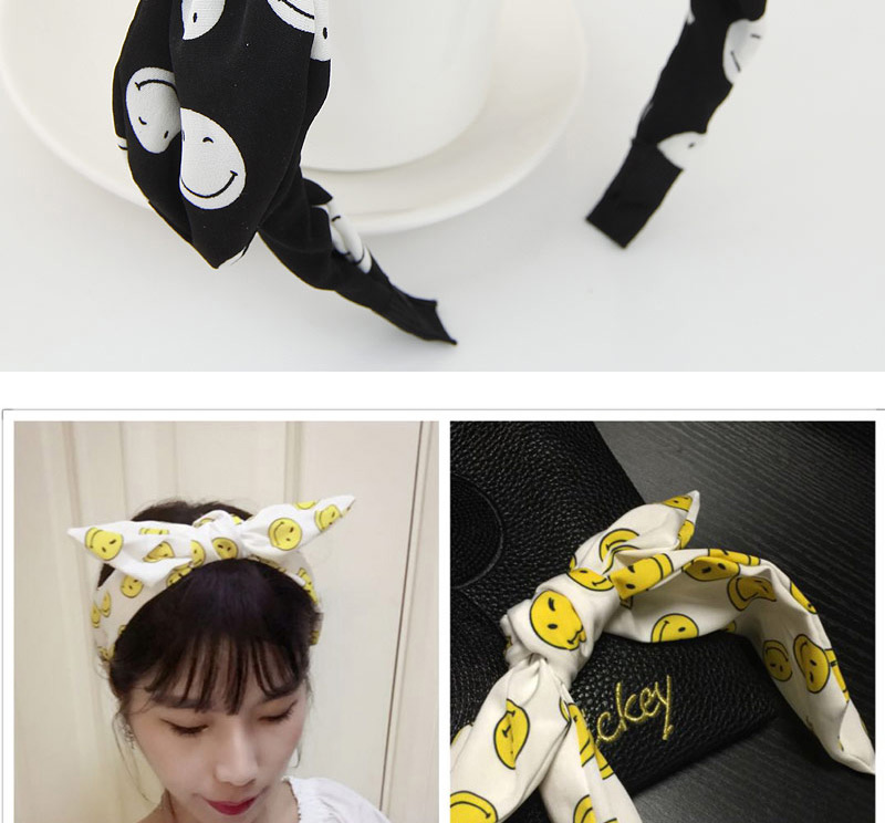 Lovely White Smiling Face Pattern Decorated Bunny Ears Hair Hoop &hair Band,Head Band