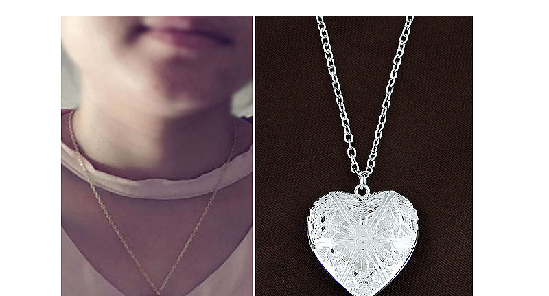 Fashion Silver Color Hollow Out Heart Pendant Decorated Simple Necklace(can Open The Heart),Pendants
