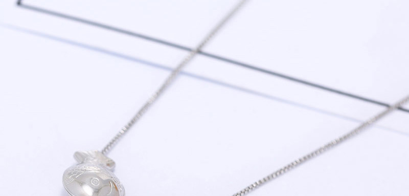 Lovely Silver Color Metal Fish Pendant Simple Long Chain Necklace,Pendants