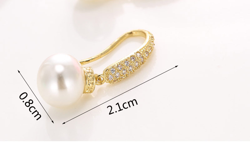 Elegant Gold Color Big Pearl Pendant Decorated Simple Earrings,Stud Earrings
