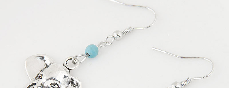Personality Silver Color+blue Bead& Elephant Shape Pendant Decorated Simple Earring,Drop Earrings