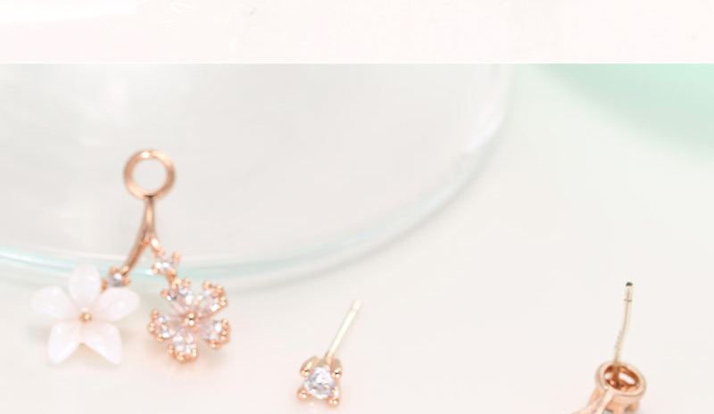 Exquisite Rose Gold Diamond& Flower Decorated Simple Design Earrings,Stud Earrings