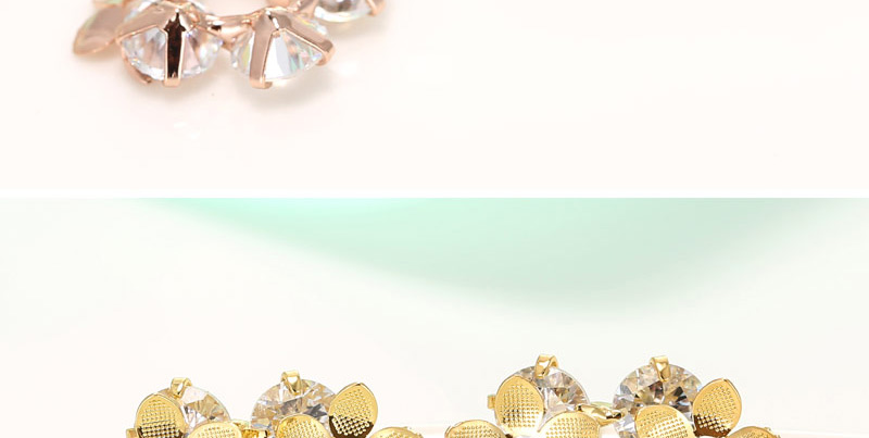 Delicate Rose Gold Diamond& Flower Shape Decorated Simple Design Earrings,Stud Earrings