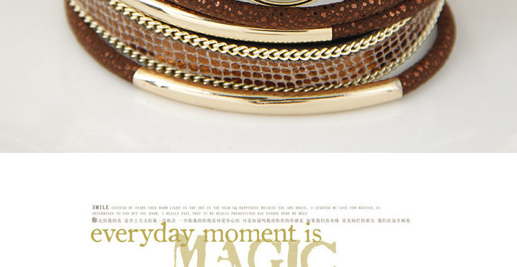 Fashion Brown+gold Color Chain& Tube Shape Decorated Multilayer Design Watch,Ladies Watches