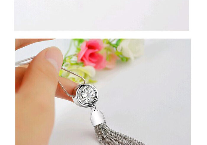 Trendy Silver Color Tassel Decorated Gold Plated Simple Design Necklace,Multi Strand Necklaces