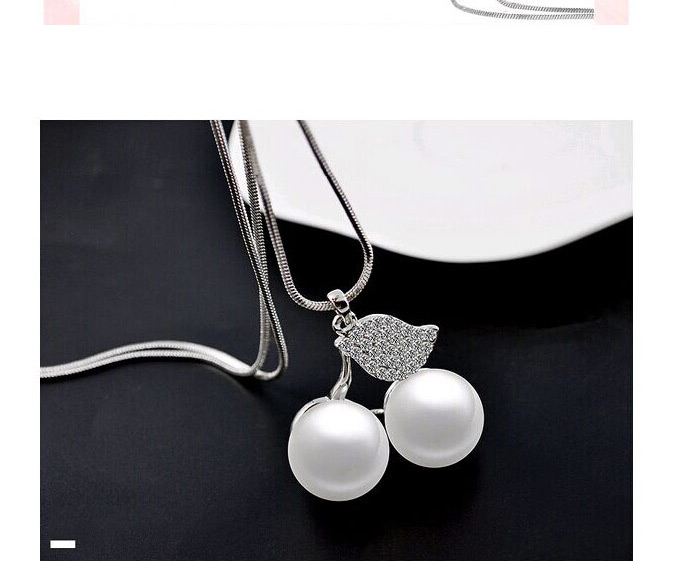 Fashion Silver Color Cherry Shape Pendant Decorated Pure Color Necklace,Pendants