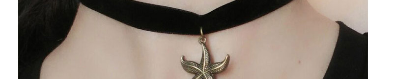 Elegant Black Starfish Shape Pendant Decorated Short Chain Choker,Chokers