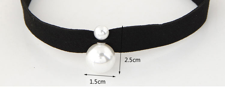 Trendy Black+white Round Shape Pearl Pendant Decorated Simple Choker,Chokers