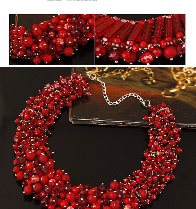 Fashion Brown Bead Decorated Hand-woven Pure Color Design Necklace,Beaded Necklaces