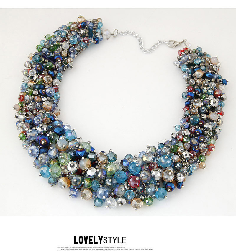 Trendy Multi-color Bead Decorated Hand-woven Multilayer Design Necklace,Beaded Necklaces