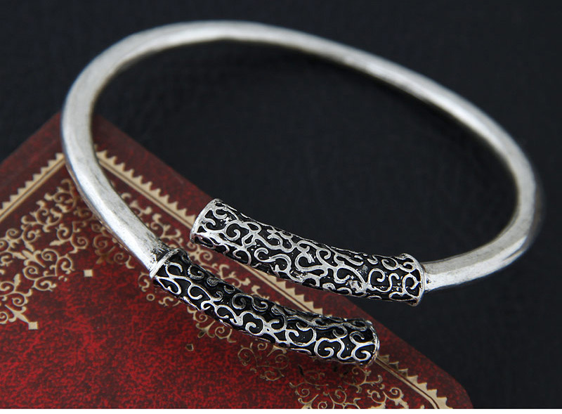 Personality Silver Color Figure Decorated Pure Color Design Opening Bracelet,Fashion Bangles