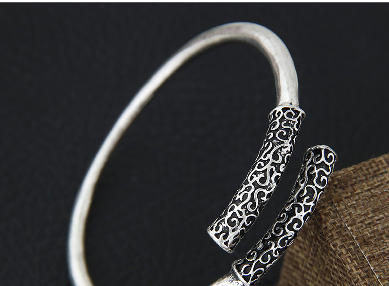 Personality Silver Color Figure Decorated Pure Color Design Opening Bracelet,Fashion Bangles