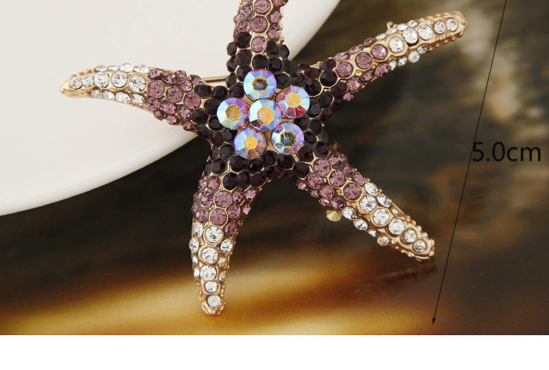 Elegant Green Diamond Decorated Starfish Design Simple Brooch,Korean Brooches