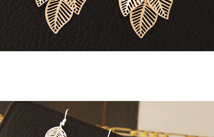 Fashion Silver Color Metal Leaf Decorated Pure Color Design Simple Earrings,Drop Earrings