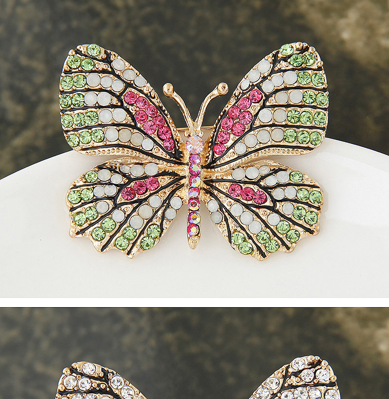 Delicate Mutil-color Diamond Decorated Butterfly Design Simple Brooch,Korean Brooches