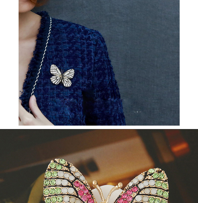 Delicate White Diamond Decorated Butterfly Design Simple Brooch,Korean Brooches