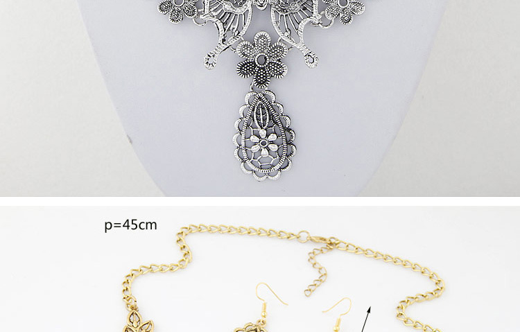 Vintage Silver Color Metal Butterfly Decorated Hollow Out Design Jewelry Sets,Jewelry Sets