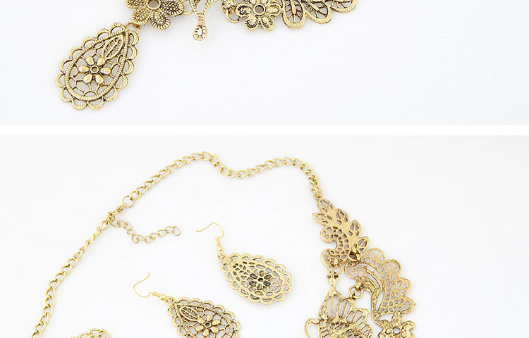 Vintage Gold Color Metal Butterfly Decorated Hollow Out Design Jewelry Sets,Jewelry Sets