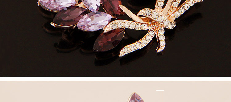 Delicate Light Purple Waterdrop Shape Diamond Decorated Simple Brooch,Korean Brooches