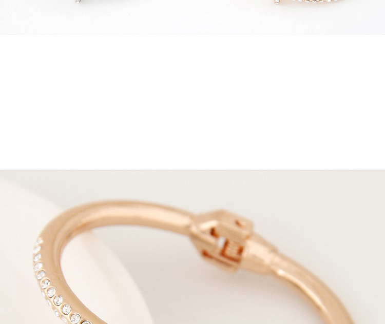 Exaggerated Gold Color Diamond Decorated Nail Shape Simple Bracelet,Fashion Bangles