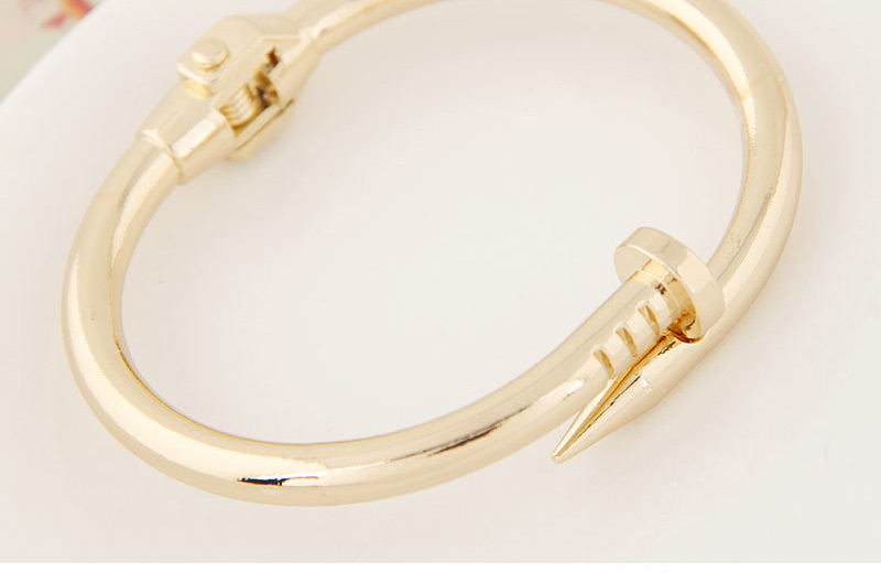 Exaggerated Gold Color Pure Color Decorated Nail Shape Design Bracelet,Fashion Bangles