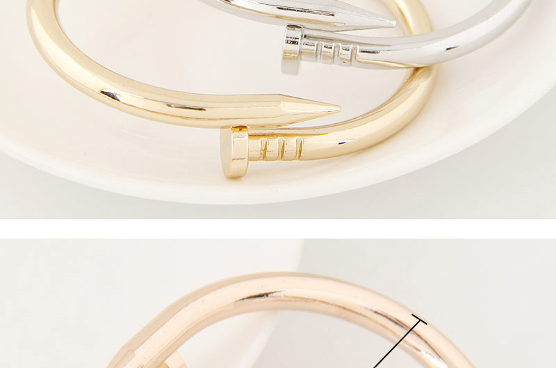 Exaggerated Rose Gold Color Pure Color Decorated Nail Shape Design Bracelet,Fashion Bangles