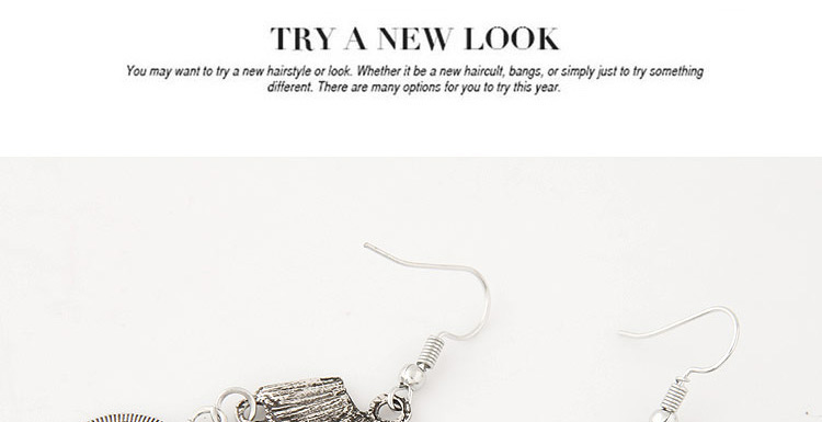 Vintage Anti-silver Color Coin Shape Pendant Decorated Tassel Earring,Drop Earrings