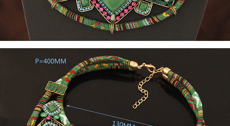 Trendy Multi-color Square Shape Gemstone Decorated Double Layer Collar Necklace,Chokers