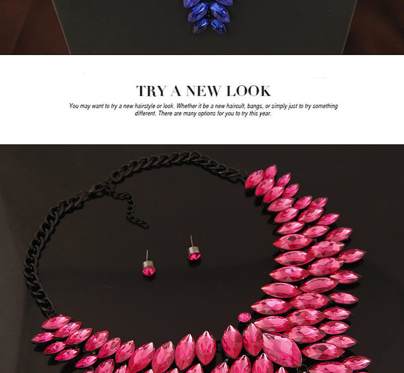 Trendy Sapphire Blue Oval Shape Gemstone Decorated Multi-layer Jewelry Sets,Jewelry Sets