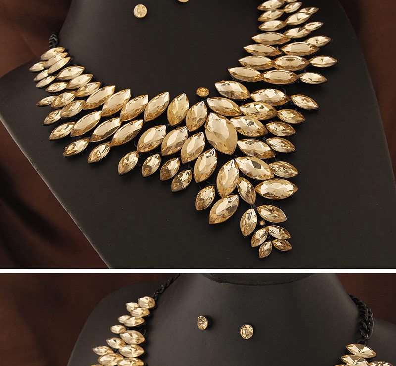 Trendy Yellow Oval Shape Gemstone Decorated Multi-layer Jewelry Sets,Jewelry Sets