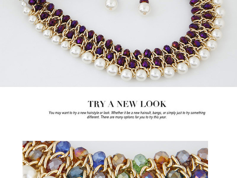 Fashion Purple+white Pearls&diamond Decorated Multi-layer Jewelry Sets,Jewelry Sets