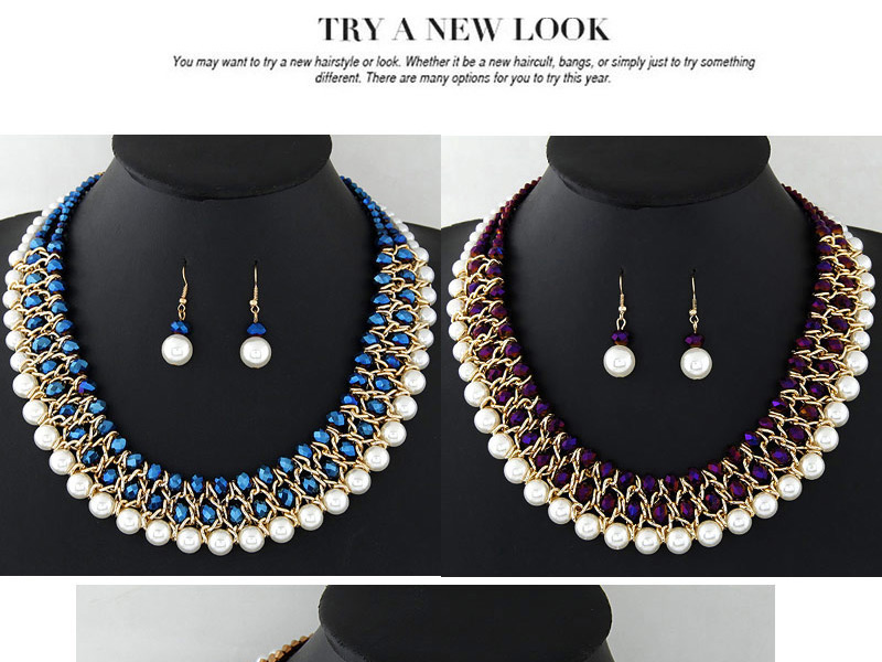 Fashion Gray+white Pearls&diamond Decorated Multi-layer Jewelry Sets,Jewelry Sets