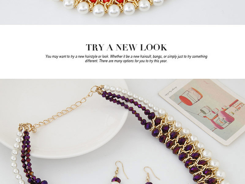 Fashion Gray+white Pearls&diamond Decorated Multi-layer Jewelry Sets,Jewelry Sets
