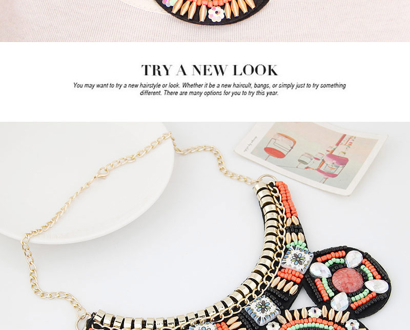Trendy Multi-color Beads Decorated Round Shape Simple Collar Necklace,Beaded Necklaces