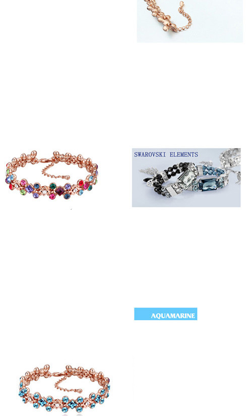 Fashion Rose Gold+purple Gemstone Shape Diamond Decorated Simple Bracelets,Crystal Bracelets