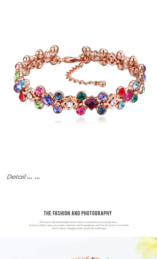 Fashion Multi-color Gemstone Shape Diamond Decorated Simple Bracelets,Crystal Bracelets