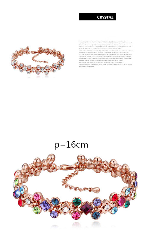 Fashion Multi-color Gemstone Shape Diamond Decorated Simple Bracelets,Crystal Bracelets