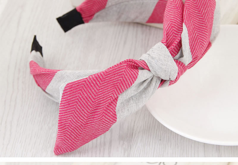 Fashion Red+gray Color Matching Design Bowknot Shape Simple Hair Clasp,Head Band