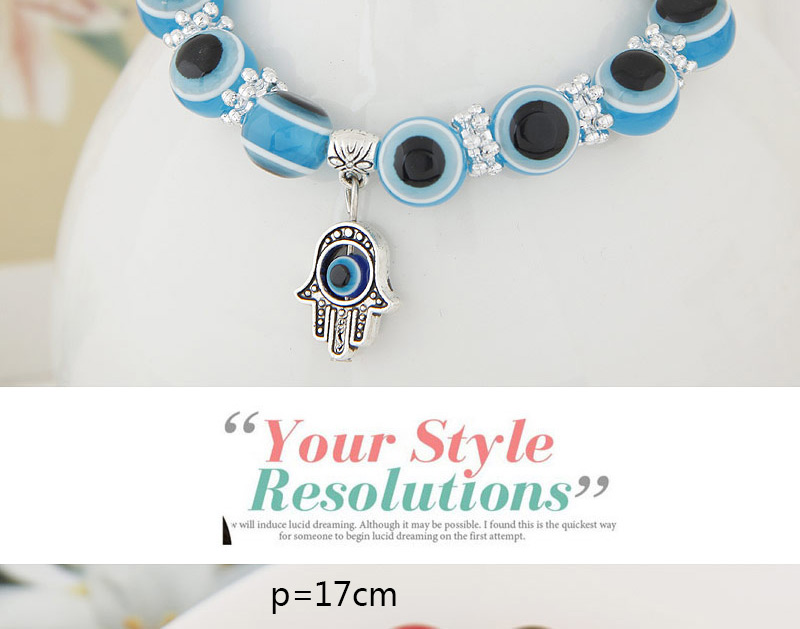 Personlity Light Blue Metal Palm Pendant Decorated Eyes Design Simple Bracelet,Fashion Bracelets