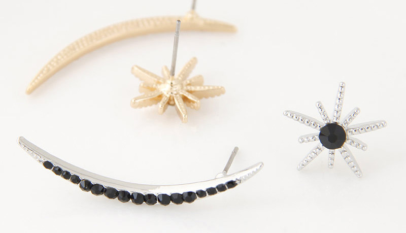 Fashion Gold Color Star&moon Shape Decorated Simple Asymmetry Earrings,Stud Earrings