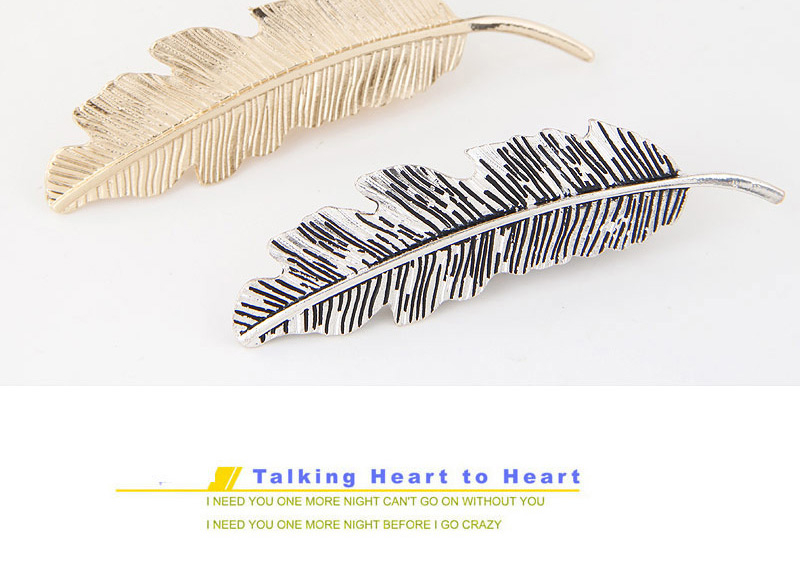 Fashion Silver Color Metal Leaf Decorated Pure Color Design Hair Clip,Hairpins
